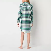 Liz Claiborne Womens Flannel Long Sleeve Nightshirt