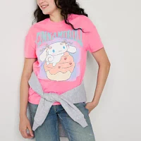 Juniors Cinnamoroll Boyfriend Tee Womens Crew Neck Short Sleeve Hello Kitty Graphic T-Shirt