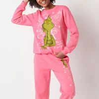 Juniors Womens Crew Neck Long Sleeve Grinch Sweatshirt