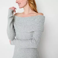 Worthington Womens Long Sleeve Sweater Dress