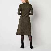 Danny & Nicole Womens Long Sleeve Plaid Midi Sweater Dress