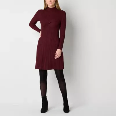 Melonie T Womens Long Sleeve Sweater Dress