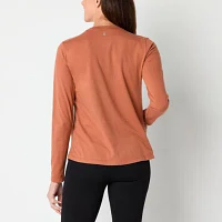 Xersion Womens Cotton Crew Neck Long Sleeve T-Shirt Tall