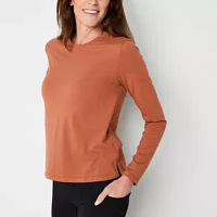 Xersion Womens Cotton Crew Neck Long Sleeve T-Shirt Tall