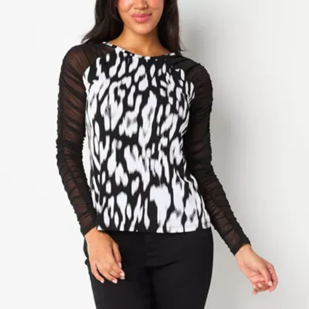 Bold Elements Womens Crew Neck Long Sleeve Blouse