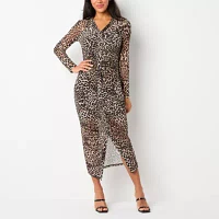 Bold Elements Womens Long Sleeve Animal Shirt Dress