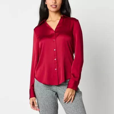 Worthington Womens Long Sleeve Regular Fit Button-Down Shirt