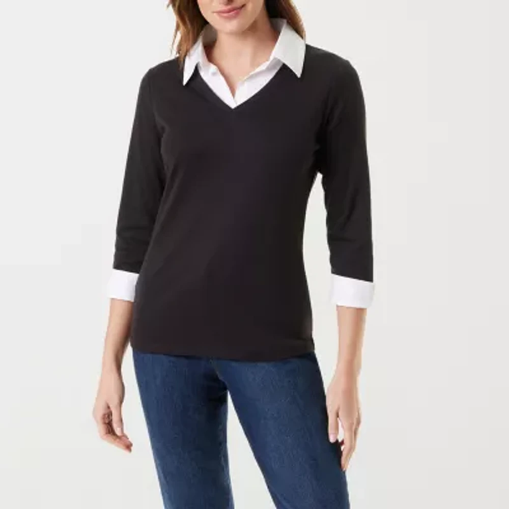 Gloria Vanderbilt Maxine Womens 3/4 Sleeve T-Shirt