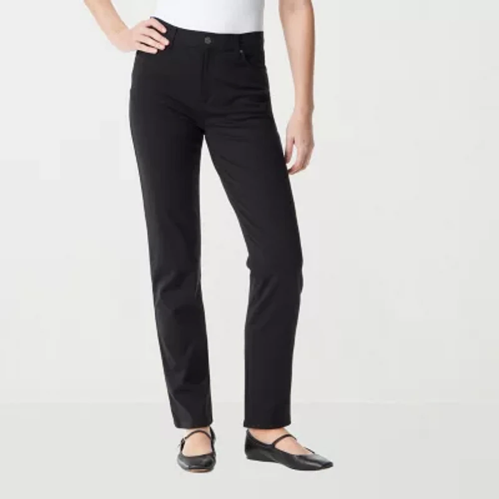 Gloria Vanderbilt Womens High Rise Straight Pull-On Pants