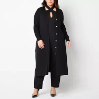 Bold Elements Plus Womens Long Sleeve Button Cardigan