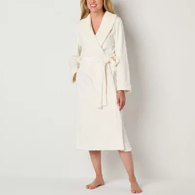 Liz Claiborne Womens Tall Fleece Long Sleeve Length Robe
