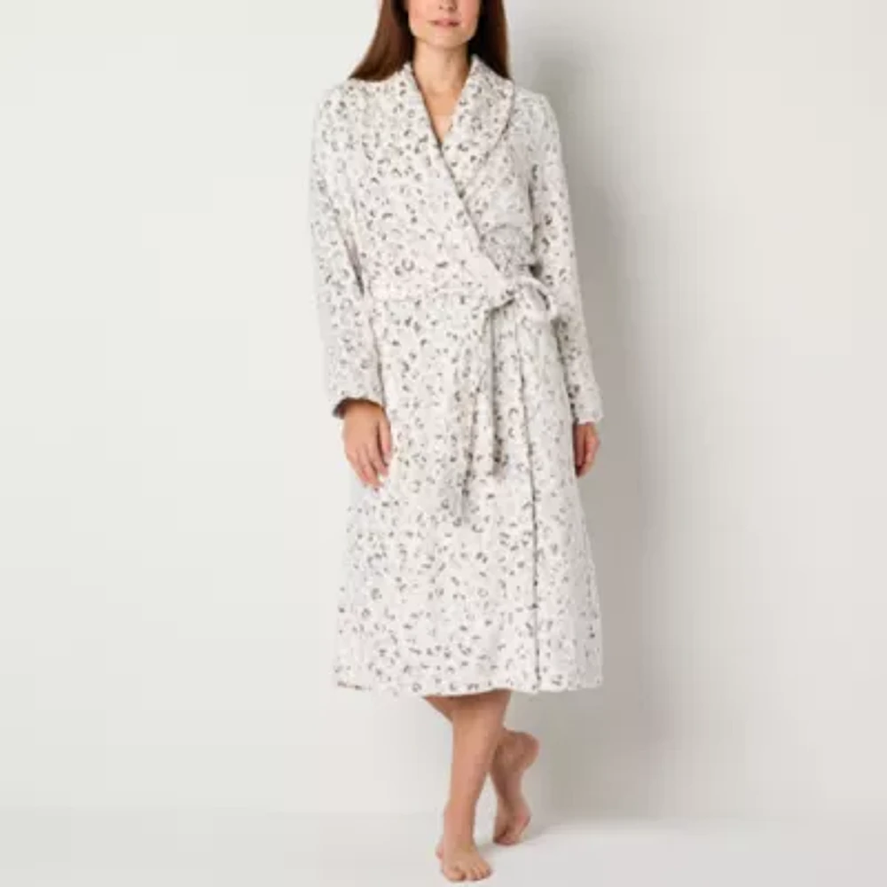 Liz Claiborne Womens Tall Fleece Long Sleeve Length Robe