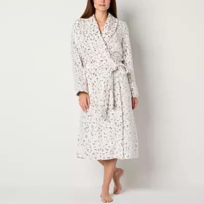 Liz Claiborne Womens Tall Fleece Long Sleeve Length Robe