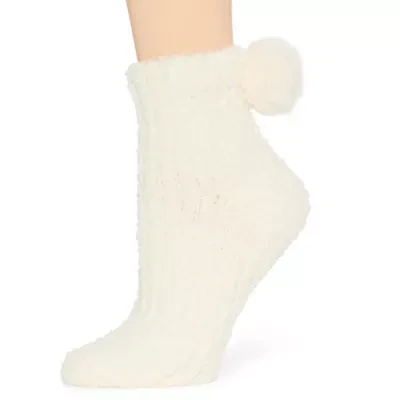 Arizona Rib Pom Pom Short 1 Pair Crew Socks Womens