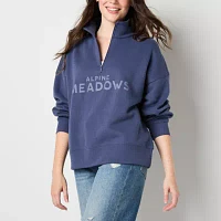 Arizona Juniors Womens Mock Neck Long Sleeve Quarter-Zip Pullover