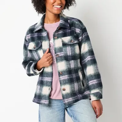 Arizona Plaid Shacket Midweight Womens Juniors Shirt Jacket