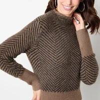 Worthington Womens Mock Neck Long Sleeve Pullover Sweater