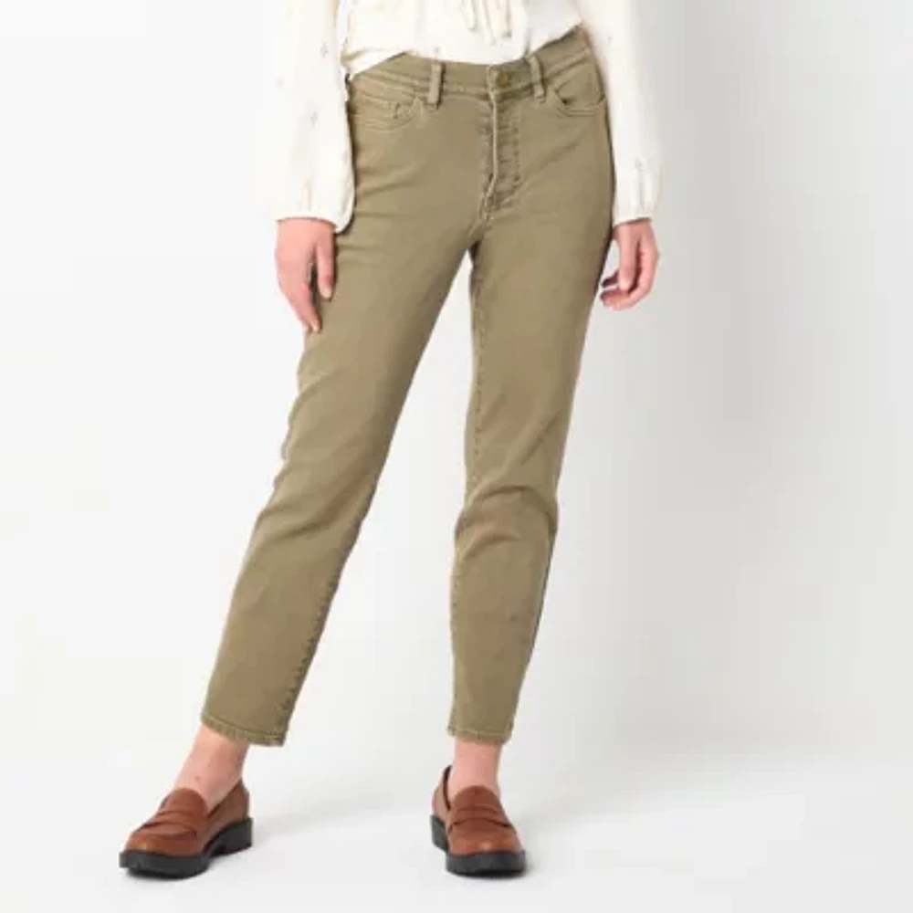 a.n.a Womens High Rise Straight Leg Easy-on + Easy-off Jean