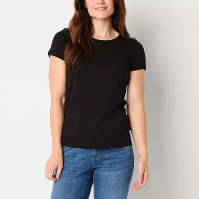 St. John's Bay Womens Crew Neck Short Sleeve T-Shirt