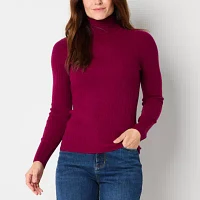 Liz Claiborne Womens Turtleneck Long Sleeve Pullover Sweater