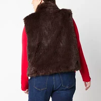 Liz Claiborne Womens Faux Fur Vest Plus