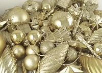 125ct Champagne Gold Shatterproof 4-Finish Christmas Ornaments 5.5'' (140mm)