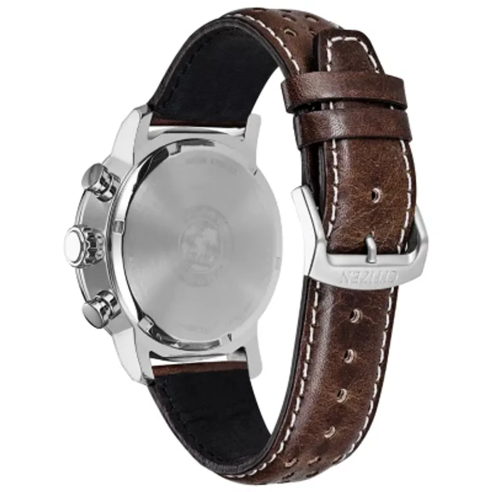 Citizen Brycen Mens Brown Leather Strap Watch Ca0649-06x