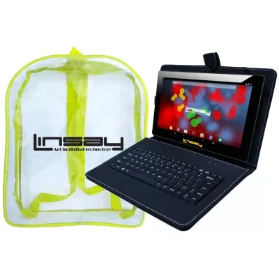 10.1" 1280x800 IPS 2GB RAM 32GB Storage Android 12 Tablet with Black Leather Keyboard and Backpack"