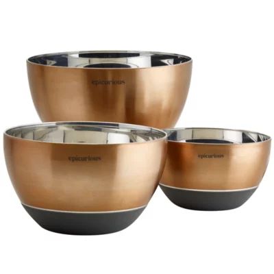 Epicurious 3-PC. Stainless Steel Mixing Bowl Set with Silcone Base