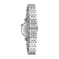 Bulova Classic Womens Diamond Accent Silver Tone Stainless Steel Bracelet Watch 96p221