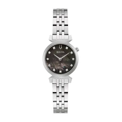 Bulova Classic Womens Diamond Accent Silver Tone Stainless Steel Bracelet Watch 96p221