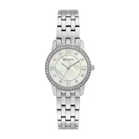 Bulova Womens Crystal Accent Silver Tone Stainless Steel 2-pc. Watch Boxed Set-96x155