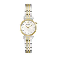 Bulova Classic Womens Diamond Accent Two Tone Stainless Steel Bracelet Watch 98p202