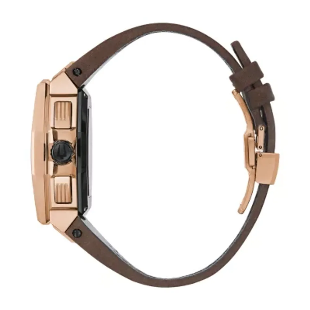 Bulova Precisionist Mens Chronograph Brown Leather Bracelet Watch 98b356