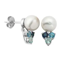 Genuine White Cultured Freshwater Pearl Sterling Silver 12.7mm Stud Earrings