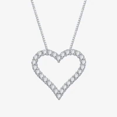 (H-I / I1) Womens 1/2 CT. T.W. Lab Grown White Diamond 10K White Gold Heart Pendant Necklace
