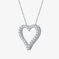 (H-I / I1) Womens 1/2 CT. T.W. Lab Grown White Diamond 10K White Gold Heart Pendant Necklace