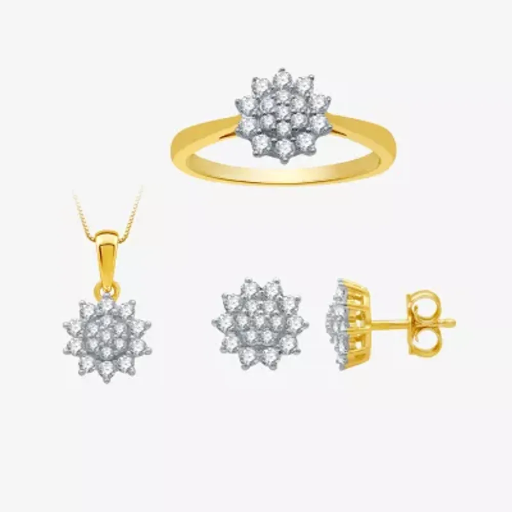 (H-I / I1) Womens 1 CT. T.W. Lab Grown White Diamond 10K Gold 3-pc. Jewelry Set