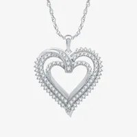 H-I / I1) Womens 1 CT. T.W. Lab Grown Diamond Sterling Silver Heart Pendant Necklace