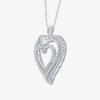 H-I / I1) Womens 1 CT. T.W. Lab Grown Diamond Sterling Silver Heart Pendant Necklace