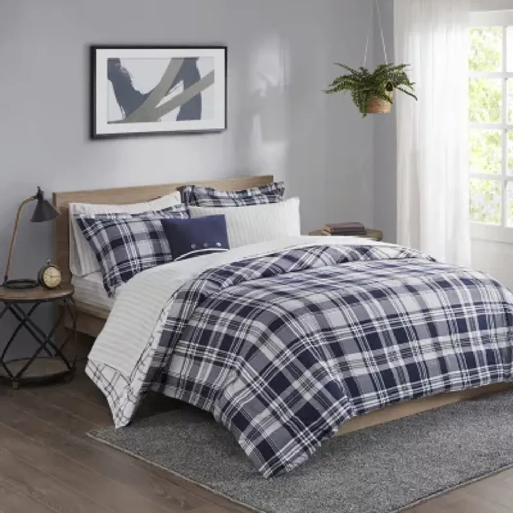 Madison Park Essentials Paton Plaid Reversible Complete Bedding Set with Sheets