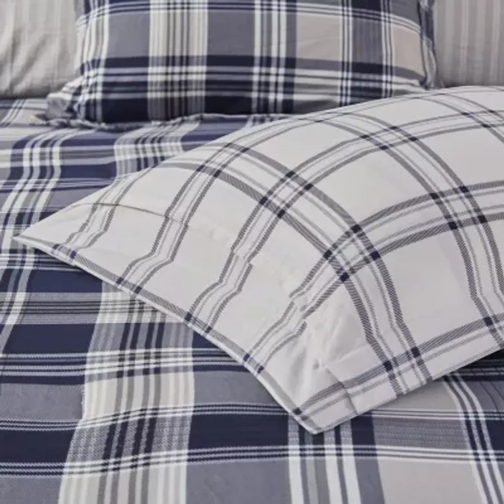 Madison Park Essentials Paton Plaid Reversible Complete Bedding Set with Sheets