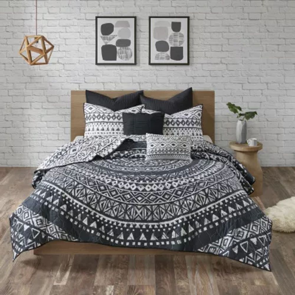 Urban Habitat Cora 7-Pc Reversible Cotton Quilt Set With Euro Shams And Throw Pillows