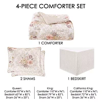 Royal Court Chardonnay 4-pc. Floral Midweight Reversible Comforter Set