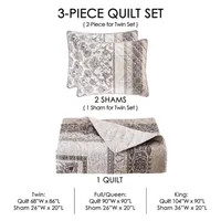 Royal Court Chelsea Grey Floral Quilt Set