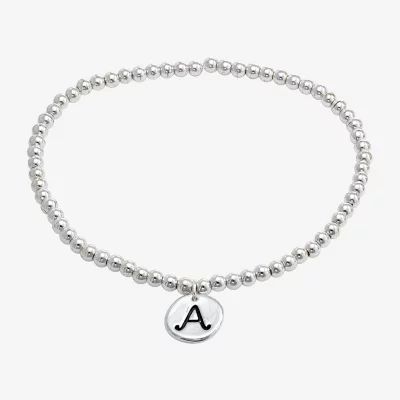 Sparkle Allure Initial Pure Silver Over Brass Bead Round Beaded Bracelet