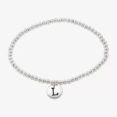 Sparkle Allure Initial Pure Silver Over Brass Bead Round Beaded Bracelet