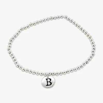 Sparkle Allure Initial Pure Silver Over Brass Bead Round Beaded Bracelet