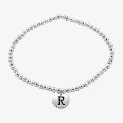 Sparkle Allure Initial Pure Silver Over Brass Bead Round Beaded Bracelet