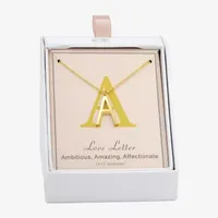 Sparkle Allure Initial 14K Gold Over Brass 16 Inch Link Pendant Necklace